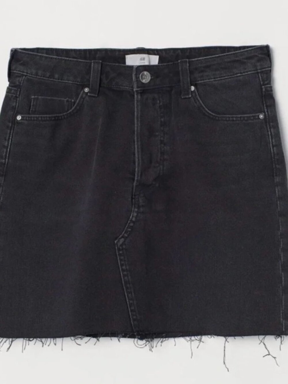 H&M Black High-Rise Denim Skirt